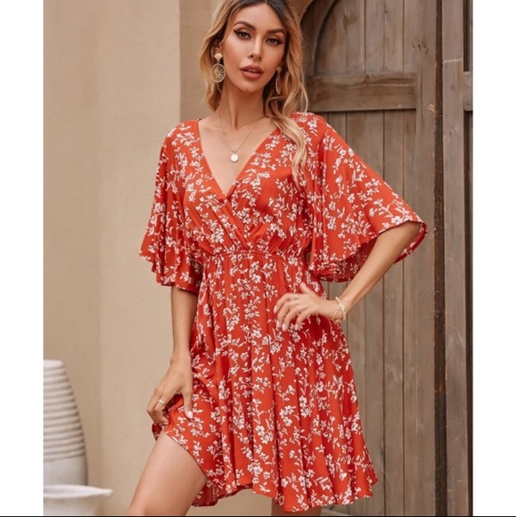 Boho floral print open back dress - Picture 4 of 5